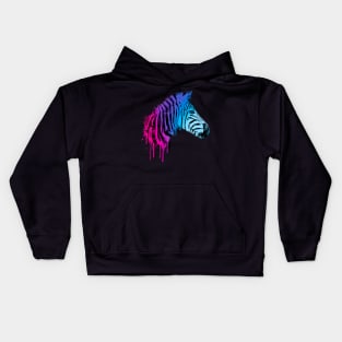 Dramabite Zebra Watercolor Artsy Gift for Horse Wildlife Lovers Kids Hoodie